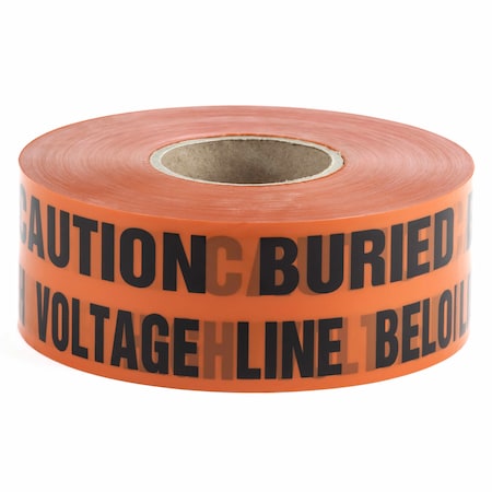 Dottie Underground Warning Tape, Caution Buried High Voltage Line Below, Red, Polyethylene UT12D